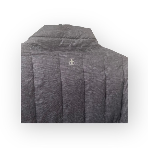 new Swiss Tech ★ Packable Folding Lightweight Puffer Jacket Parka ★ Grey Flannel - Picture 13 of 16